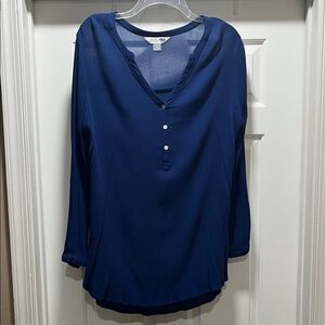 Old Navy Deep Blue Button-Front Blouse